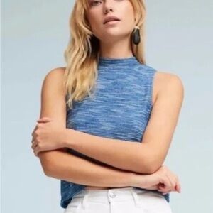 Cotton Sleeveless Top with Mock Neck